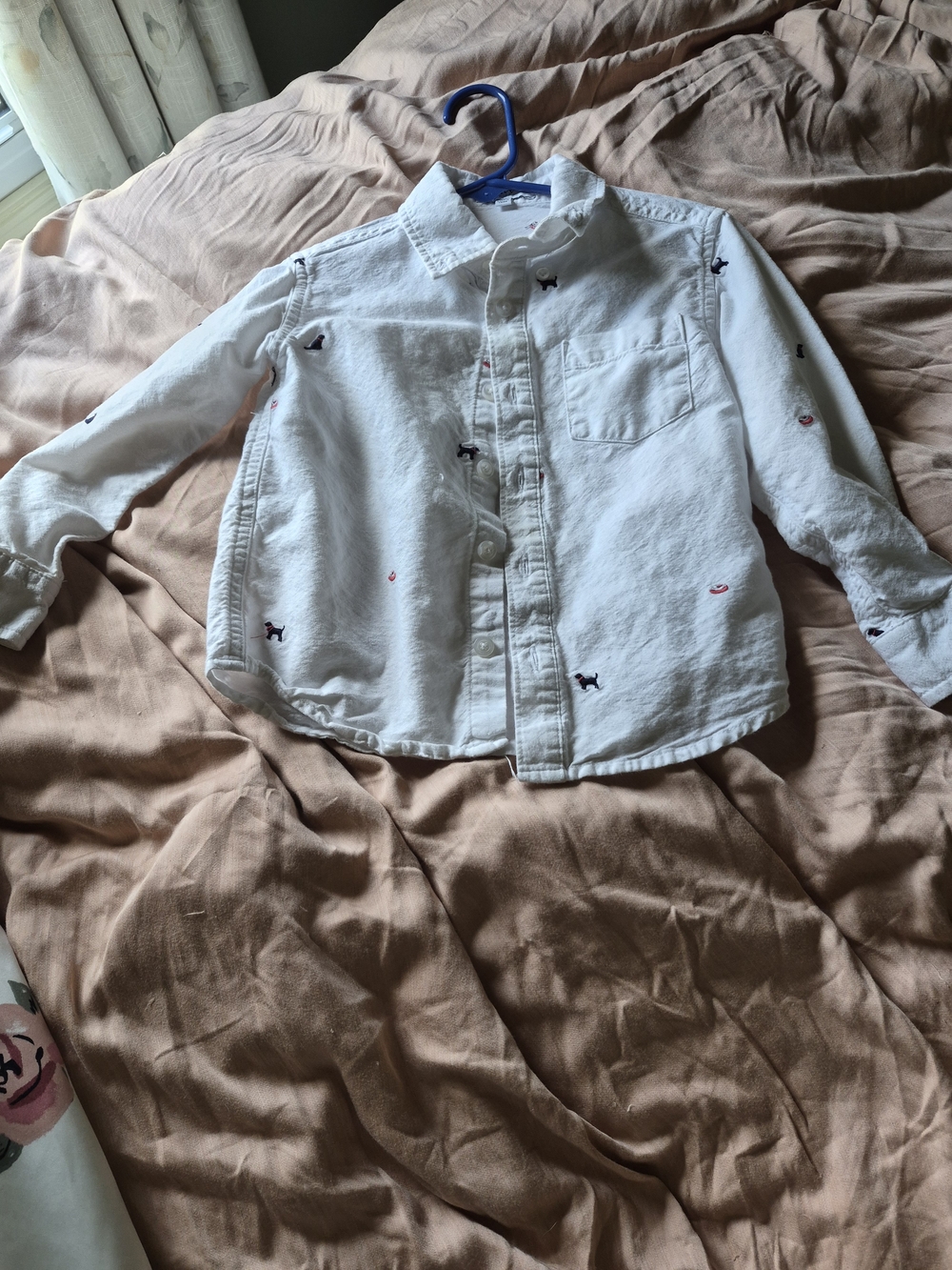 White Embroidered Button-Up Kids Shirt